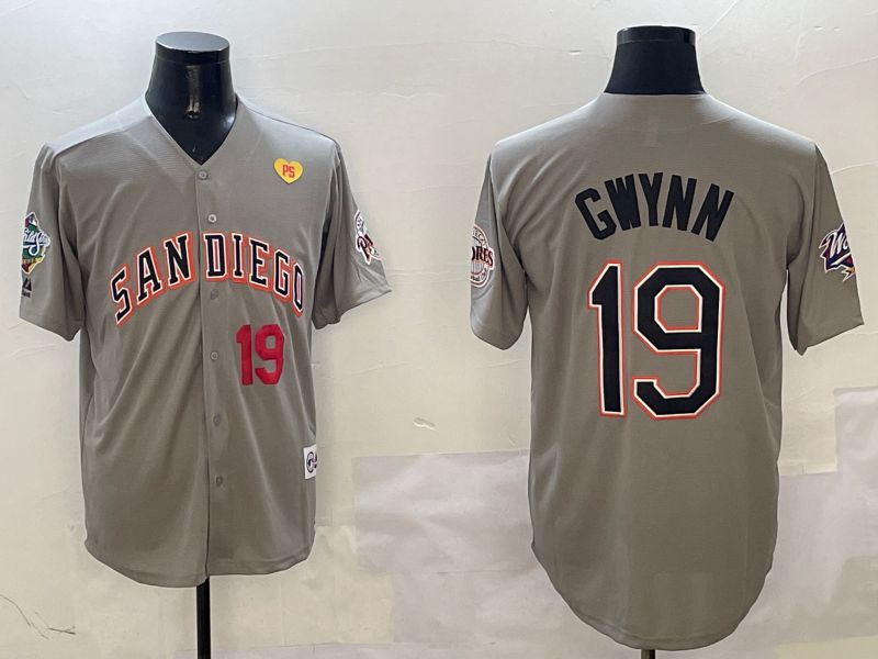 Men San Diego Padres #19 Gwynn Grey Throwback Game 2025 Nike MLB Jersey style 31212